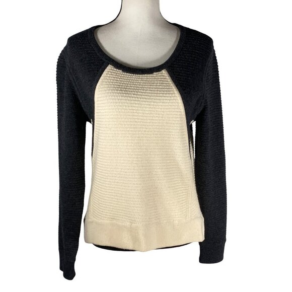 Rag & Bone Womens 100% Wool Blend Two-Tone Sweater XS charcoal gray Cream preppy - Picture 1 of 10
